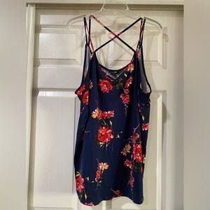 PAPERMOON BASIMA BACK DETAIL KNIT TOP NAVY‎ FLORAL Size 2X NWT